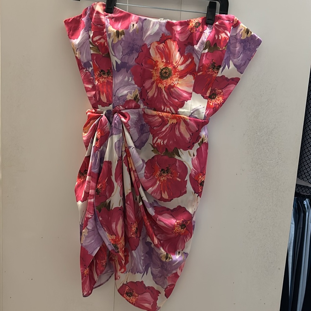Katie May Strapless Floral Dress in Pink and Purple